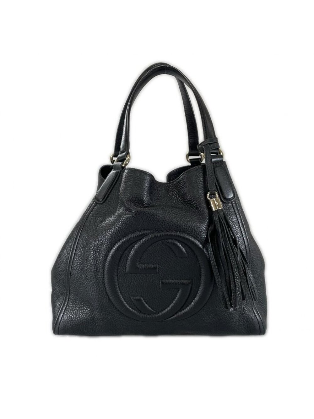 Gucci Soho Tassel Tote Bag Leather Black